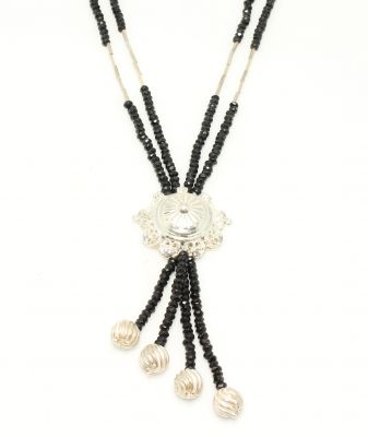 Silver Thrum Necklace with Onyx - 3