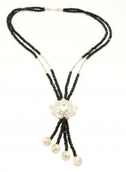 Silver Thrum Necklace with Onyx - 4