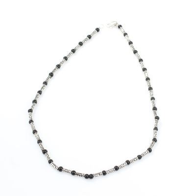 925 Ayar Gümüş Oniks Taş Şarnel Kolye - 2