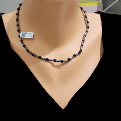 925 Ayar Gümüş Oniks Taş Şarnel Kolye - 1