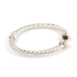 925 Ayar Gümüş Oniks Taşlı Yaylı Burgu Kollu Erkek Bileziği - 3