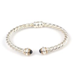 925 Ayar Gümüş Oniks Taşlı Yaylı Burgu Kollu Erkek Bileziği - Nusrettaki (1)