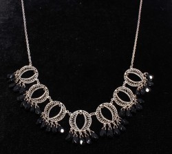 Silver Filigree Necklace with Onyx - Nusrettaki (1)