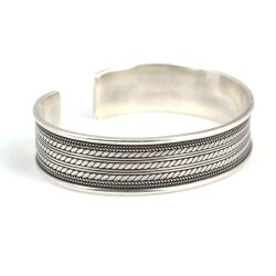 925 Ayar Gümüş Örgü Desenli Kalın Erkek Bileziği - Nusrettaki