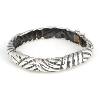 925 Ayar Gümüş Örgü Model Döküm Bilezik - 3