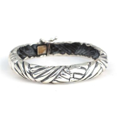 925 Ayar Gümüş Örgü Model Döküm Bilezik - 4