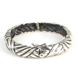 925 Ayar Gümüş Örgü Model Döküm Bilezik - 6