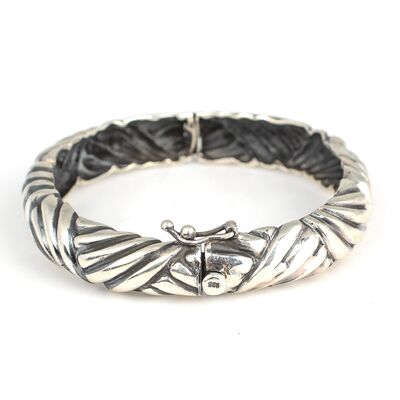 925 Ayar Gümüş Örgü Model Döküm Bilezik - 6