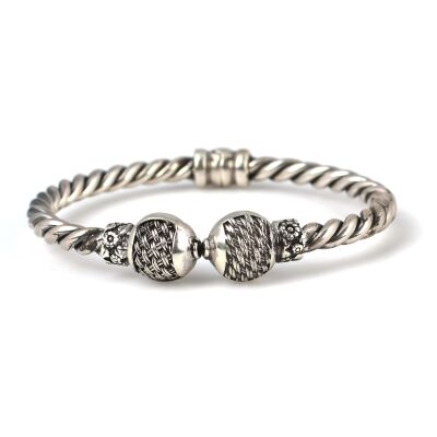 925 Ayar Gümüş Örgü Toplu Burma Bilezik - 5