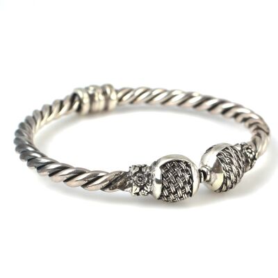 925 Ayar Gümüş Örgü Toplu Burma Bilezik - 2