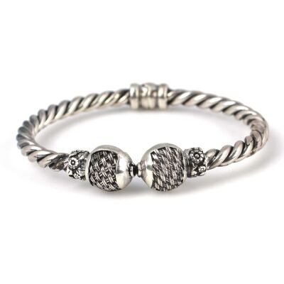 925 Ayar Gümüş Örgü Toplu Burma Bilezik - 4