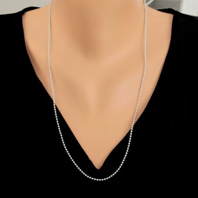 925 Ayar Gümüş Orta Top Zincir Kolye - 1