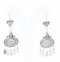 925 Silver Spider 's Web Dangle Filigree Earrings - Nusrettaki