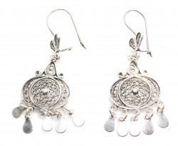 925 Silver Spider 's Web Dangle Filigree Earrings - Nusrettaki (1)