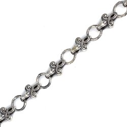 925 Ayar Gümüş Osmanlı Motifli Halka Bileklik, Siyah - 3