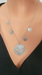 925 Ayar Gümüş Osmanlı Paralı Kolye - Thumbnail