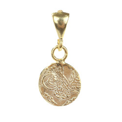 925 Ayar Gümüş Osmanlı Tuğra Figürlü Madalyon Kolye Ucu - Nusrettaki