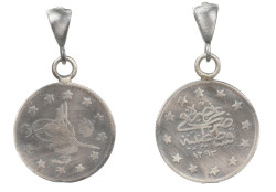925 Ayar Gümüş Osmanlı Tuğra Figürü Madalyon Kolye Ucu - Thumbnail