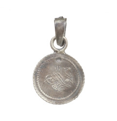 925 Ayar Gümüş Osmanlı Tuğrası Arması Madalyon Kolye ucu - Nusrettaki