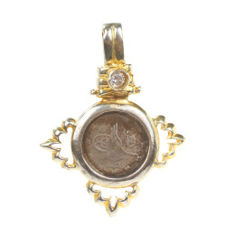 925 Ayar Gümüş Osmanlı Tuğrası Madalyon Kolye Ucu - Nusrettaki