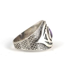 925 Ayar Gümüş Oval Ametist Taşlı Erkek Yüzük - 3