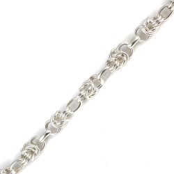 925 Ayar Gümüş Oval Astar Kral Zincir Bileklik - 3