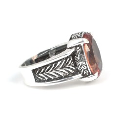 925 Ayar Gümüş Oval Döküm Zultanit Taşlı Erkek Yüzük - 3