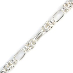 925 Ayar Gümüş Oval Düz Şarnel Model Kral Zincir Bileklik - 3