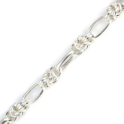 925 Ayar Gümüş Oval Düz Şarnel Model Kral Zincir Bileklik - 3