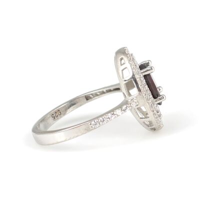 925 Ayar Gümüş Oval Garnet Taşlı Yüzük - 3