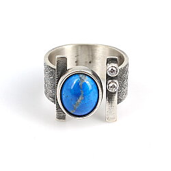 925 Ayar Gümüş Oval Lapis Taşlı Yüzük - Nusrettaki (1)