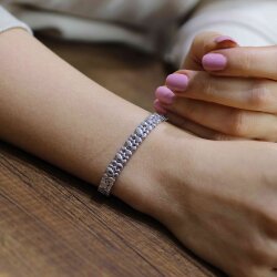 925 Ayar Gümüş Oval Model Füzyon Bileklik - 3