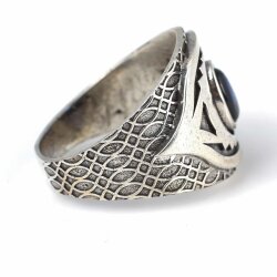 925 Ayar Gümüş Oval Safir Renk Taşlı Erkek Yüzük - Nusrettaki (1)