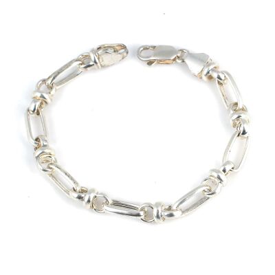 925 Ayar Gümüş Oval Şarnel Bileklik - 1