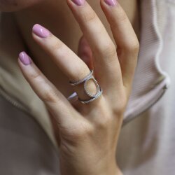 925 Ayar Gümüş Oval Taşlı Tasarım Yüzük - Nusrettaki