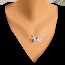 925 Ayar Gümüş Oval Zultanit, Çift Sıra Zirkon Taşlı Kolye - Nusrettaki