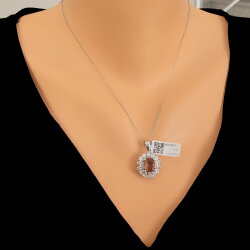 925 Ayar Gümüş Oval Zultanit Taşlı Anturaj Kolye - Nusrettaki