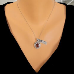 925 Ayar Gümüş Oval Zultanit Taşlı Bantlı Çift Sıra Montürlü Kolye - Nusrettaki