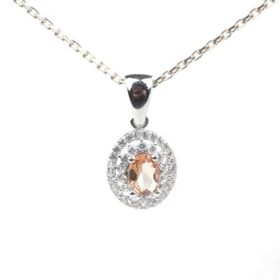 Silver tiny Necklace with Oval Zultanite - 1