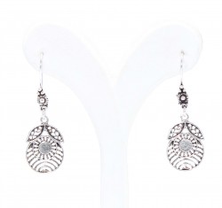 925 Sterling Silver Circles Drop Filigree Earrings - Nusrettaki