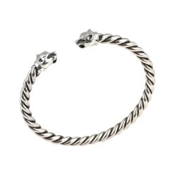 925 Ayar Gümüş Panter Başı Burgu Kol Erkek Bileziği - Nusrettaki