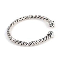 925 Ayar Gümüş Panter Başı Burgu Kol Erkek Bileziği - 3