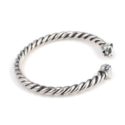 925 Ayar Gümüş Panter Başı Burgu Kol Erkek Bileziği - 3