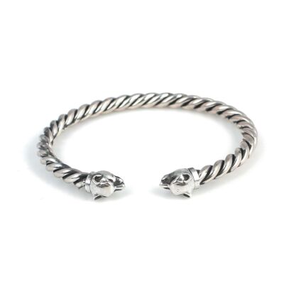 925 Ayar Gümüş Panter Başı Burgu Kol Erkek Bileziği - 4
