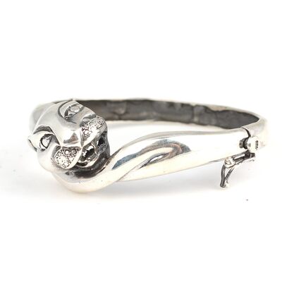 925 Ayar Gümüş Panter Model Bilezik - 2