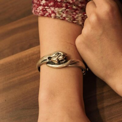 925 Ayar Gümüş Panter Model Bilezik - 1