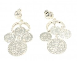 925 Silver Three Coins Designer Dangle Earrings - 3