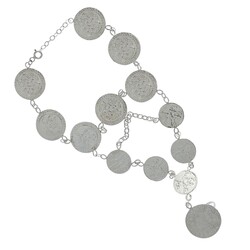 Silver Coin Design Hand Ring Bracelet - Nusrettaki (1)
