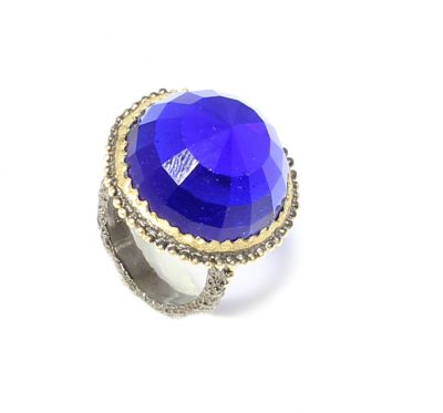 925 Ayar Gümüş Parlament Mavisi Taşlı Yüzük - 4