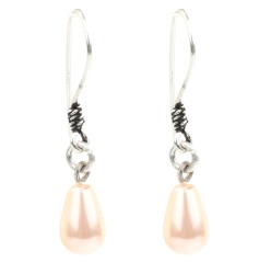 925 Sterling Silver Earrings with Pink Pearl - Nusrettaki